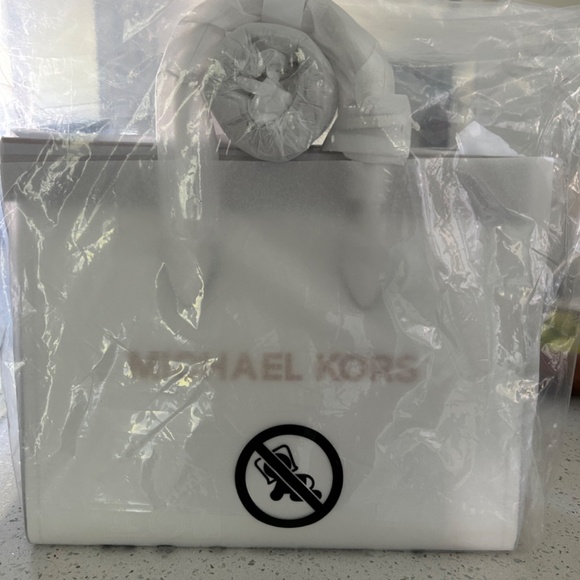 Michael Kors Mirella Medium  Pebble Leather Tote White NWT - Picture 5 of 5